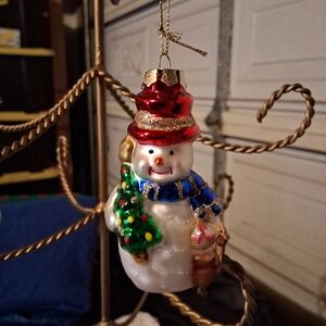 Vintage Thomas Pacconi Blown Glass Snowman Ormament